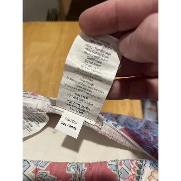 POTTERY BARN BOLSTER,‎ Jane Paisley 12" X 32" Pink Light Blue Throw Pillow - Picture 4 of 7